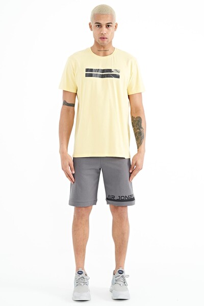 Tommylife Wholesale Peter Crew Neck Standard Fit Printed Men's T-Shirt 88204 Yellow - Thumbnail