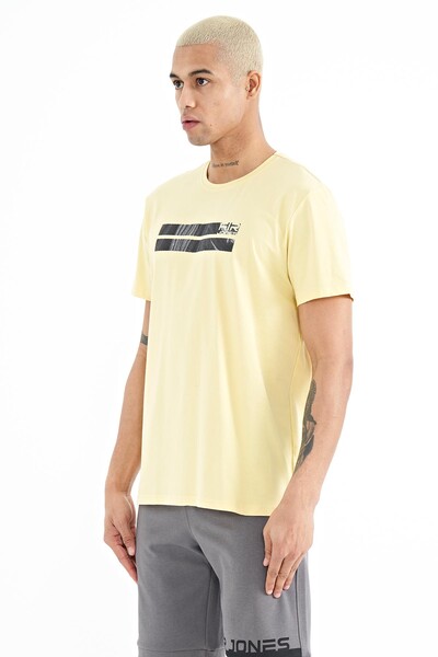 Tommylife Wholesale Peter Crew Neck Standard Fit Printed Men's T-Shirt 88204 Yellow - Thumbnail