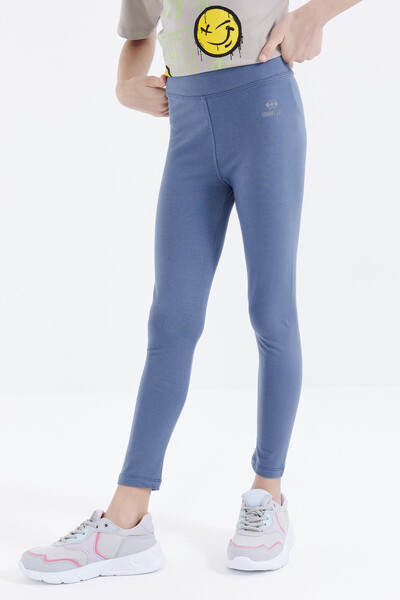 Tommylife Wholesale Petrol Blue High Waisted Skinny Leg Girl's Leggings - 75047 - Thumbnail