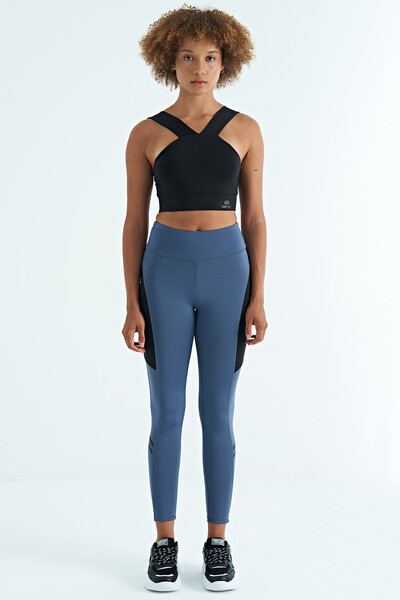 Tommylife Wholesale Petrol Blue Slim Fit Women's Leggings - 94637 - Thumbnail