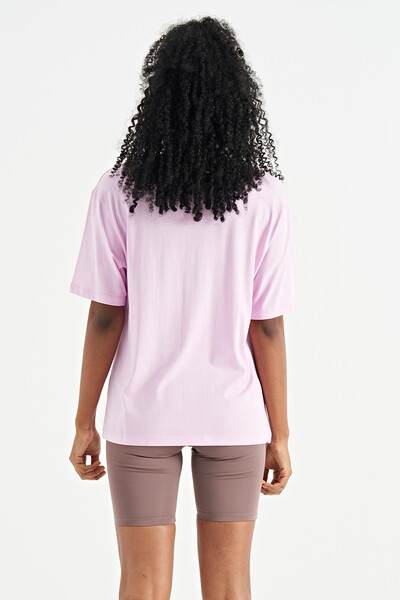 Tommylife Wholesale Pink O-Neck Oversize Women's T-Shirt - 02305 - Thumbnail