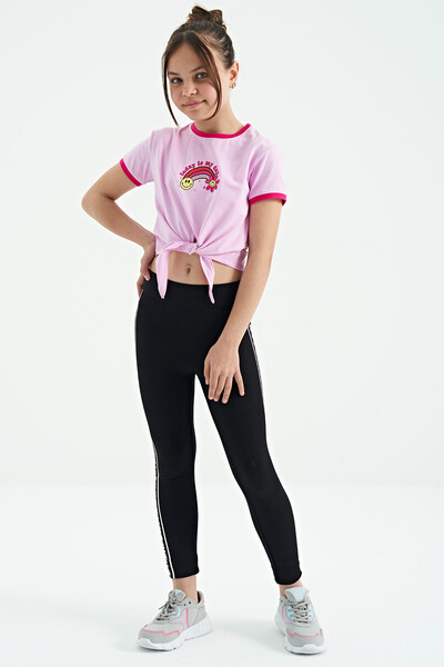 Tommylife Wholesale Pink Round Neck Girls T-Shirt - 75113 - Thumbnail