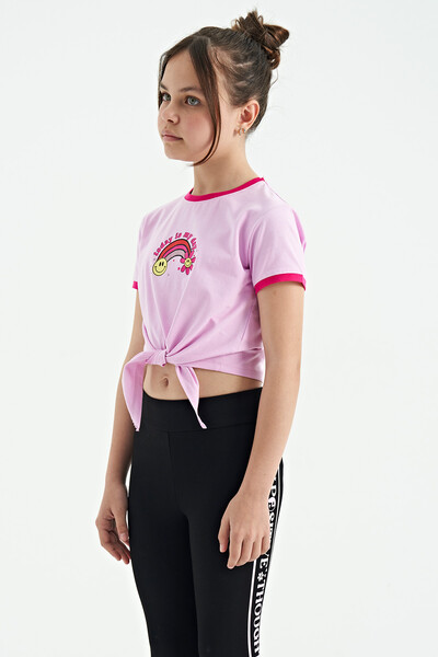 Tommylife Wholesale Pink Round Neck Girls T-Shirt - 75113 - Thumbnail