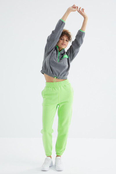 Tommylife Wholesale Pistachio Green High Waisted Comfy Jogger Women's Sweatpants - 94624 - Thumbnail