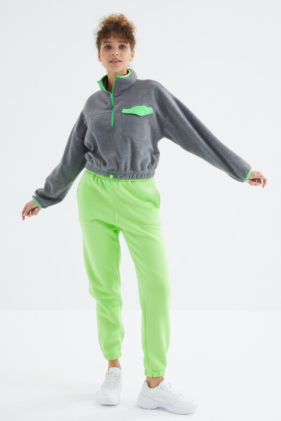 Tommylife Wholesale Pistachio Green High Waisted Comfy Jogger Women's Sweatpants - 94624 - Thumbnail