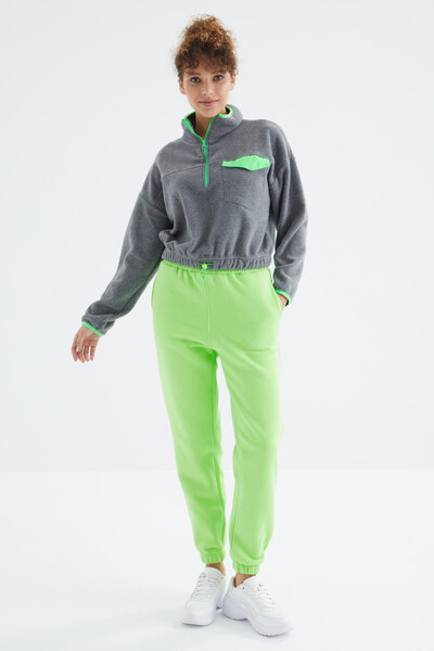 Tommylife Wholesale Pistachio Green High Waisted Comfy Jogger Women's Sweatpants - 94624 - Thumbnail