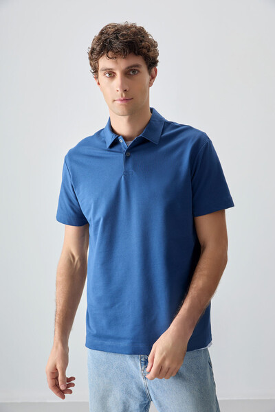 Tommylife Wholesale Polo Neck Comfy Basic Men's T-Shirt 88381 Parliament - Thumbnail