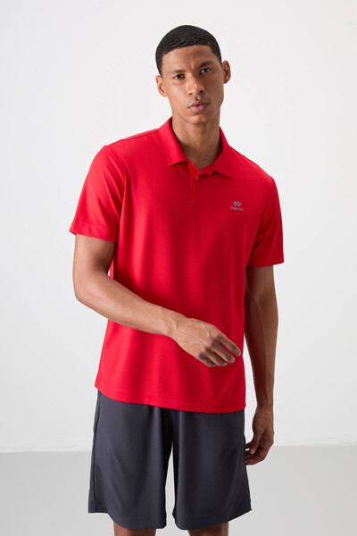 Tommylife Wholesale Polo Neck Standard Fit Active Sports Men's T-Shirt 88252 Red - Thumbnail