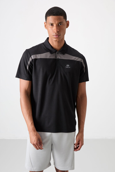 Tommylife Wholesale Polo Neck Standard Fit Active Sports Men's T-Shirt 88392 Black - Thumbnail