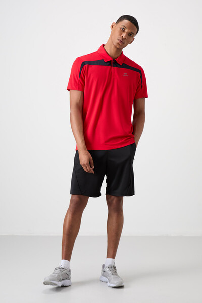 Tommylife Wholesale Polo Neck Standard Fit Active Sports Men's T-Shirt 88392 Red - Thumbnail