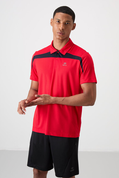 Tommylife Wholesale Polo Neck Standard Fit Active Sports Men's T-Shirt 88392 Red - Thumbnail