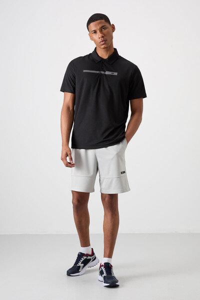 Tommylife Wholesale Polo Neck Standard Fit Active Sports Men's T-Shirt 88393 Black - Thumbnail
