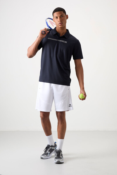 Tommylife Wholesale Polo Neck Standard Fit Active Sports Men's T-Shirt 88393 Navy Blue - Thumbnail