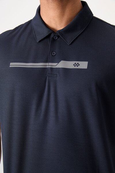 Tommylife Wholesale Polo Neck Standard Fit Active Sports Men's T-Shirt 88393 Navy Blue - Thumbnail