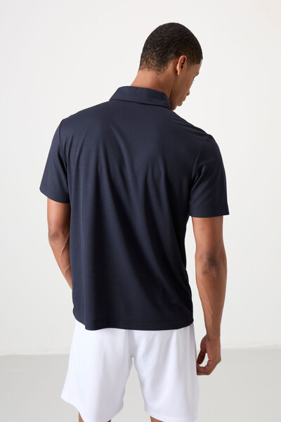 Tommylife Wholesale Polo Neck Standard Fit Active Sports Men's T-Shirt 88393 Navy Blue - Thumbnail