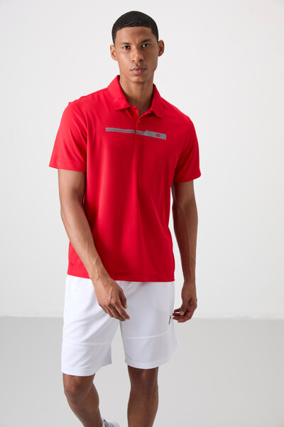 Tommylife Wholesale Polo Neck Standard Fit Active Sports Men's T-Shirt 88393 Red - Thumbnail