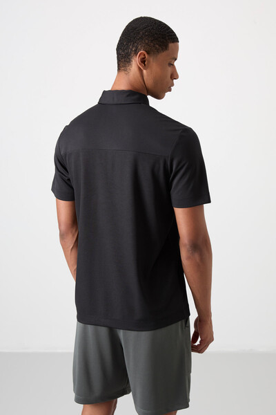 Tommylife Wholesale Polo Neck Standard Fit Active Sports Men's T-Shirt 88402 Black - Thumbnail
