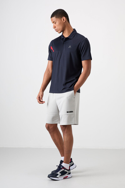 Tommylife Wholesale Polo Neck Standard Fit Active Sports Men's T-Shirt 88402 Navy Blue - Thumbnail