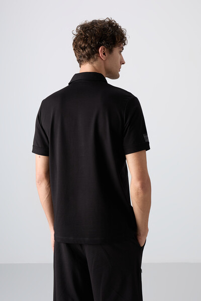 Tommylife Wholesale Polo Neck Standard Fit Basic Men's T-Shirt 88351 Black - Thumbnail