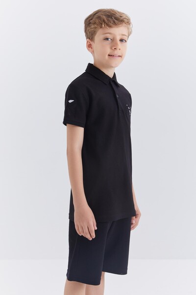 Tommylife Wholesale Polo Neck Standard Fit Boys' Shorts Set 10941 Black - Thumbnail