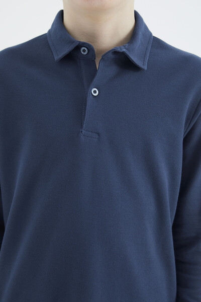 Tommylife Wholesale Polo Neck Standard Fit Boys' Sweatshirt 11170 Indigo - Thumbnail
