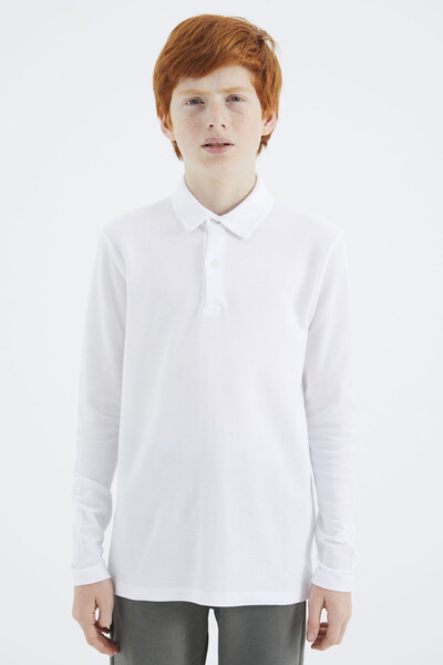 Tommylife Wholesale Polo Neck Standard Fit Boys' Sweatshirt 11170 White - Thumbnail