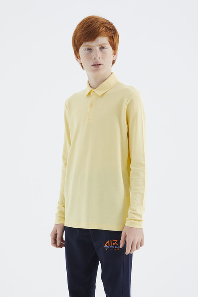 Tommylife Wholesale Polo Neck Standard Fit Boys' Sweatshirt 11170 Yellow - Thumbnail