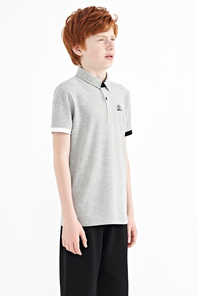 Tommylife Wholesale Polo Neck Standard Fit Boys' T-Shirt 11083 Gray Melange - Thumbnail