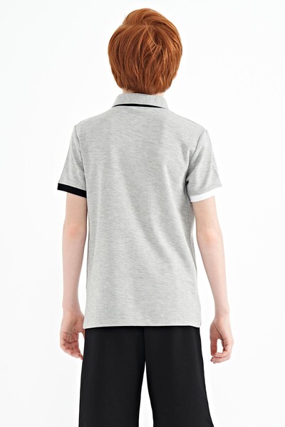 Tommylife Wholesale Polo Neck Standard Fit Boys' T-Shirt 11083 Gray Melange - Thumbnail