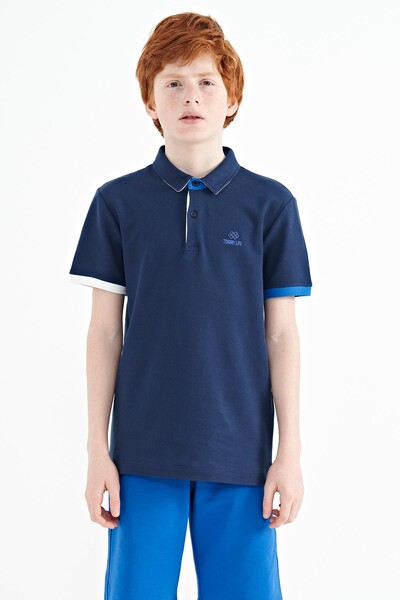 Tommylife Wholesale Polo Neck Standard Fit Boys' T-Shirt 11083 Indigo - Thumbnail