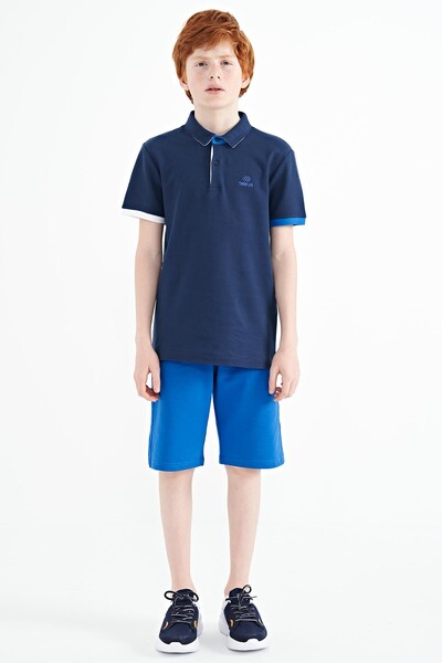 Tommylife Wholesale Polo Neck Standard Fit Boys' T-Shirt 11083 Indigo - Thumbnail