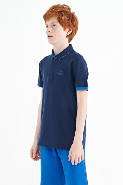 Tommylife Wholesale Polo Neck Standard Fit Boys' T-Shirt 11083 Indigo - Thumbnail