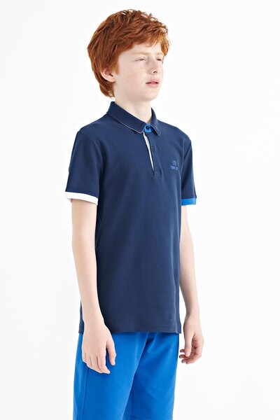 Tommylife Wholesale Polo Neck Standard Fit Boys' T-Shirt 11083 Indigo - Thumbnail