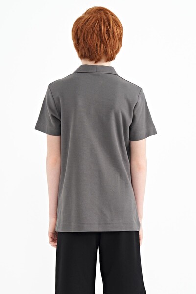 Tommylife Wholesale Polo Neck Standard Fit Boys' T-Shirt 11084 Dark Gray - Thumbnail