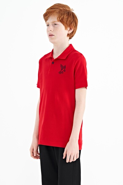 Tommylife Wholesale Polo Neck Standard Fit Boys' T-Shirt 11084 Red - Thumbnail