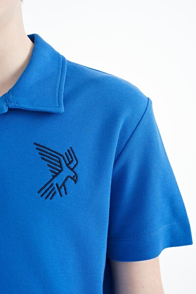 Tommylife Wholesale Polo Neck Standard Fit Boys' T-Shirt 11084 Saxe - Thumbnail