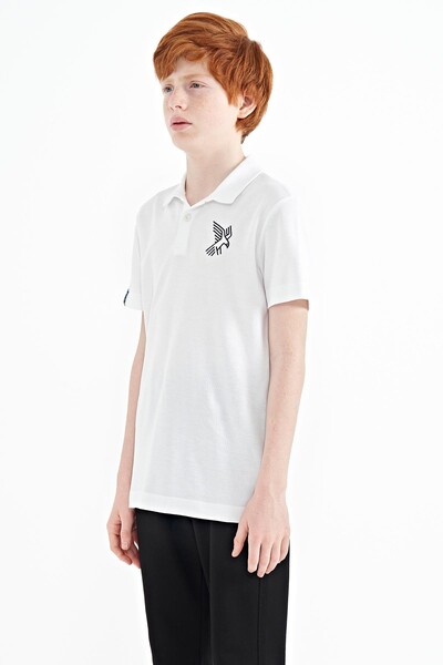 Tommylife Wholesale Polo Neck Standard Fit Boys' T-Shirt 11084 White - Thumbnail
