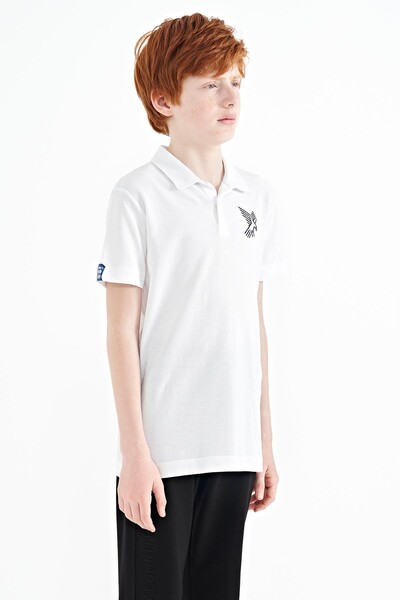 Tommylife Wholesale Polo Neck Standard Fit Boys' T-Shirt 11084 White - Thumbnail