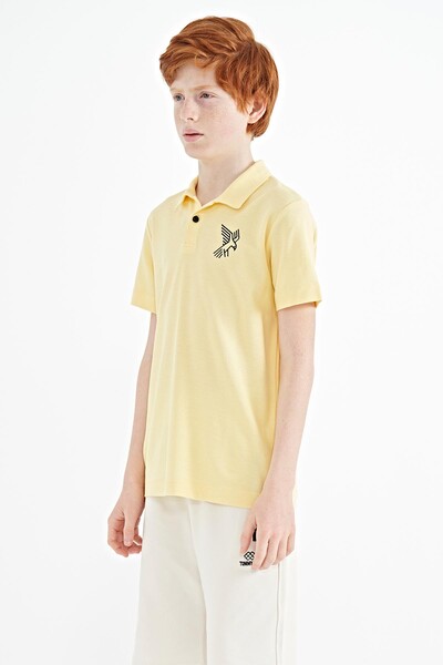 Tommylife Wholesale Polo Neck Standard Fit Boys' T-Shirt 11084 Yellow - Thumbnail