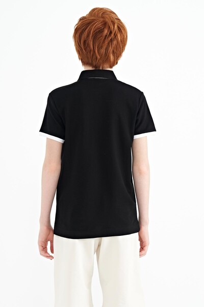 Tommylife Wholesale Polo Neck Standard Fit Boys' T-Shirt 11085 Black - Thumbnail