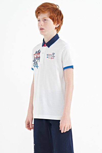Tommylife Wholesale Polo Neck Standard Fit Boys' T-Shirt 11085 White - Thumbnail