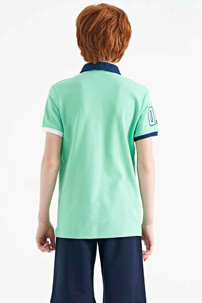 Tommylife Wholesale Polo Neck Standard Fit Boys' T-Shirt 11086 Aqua Green - Thumbnail