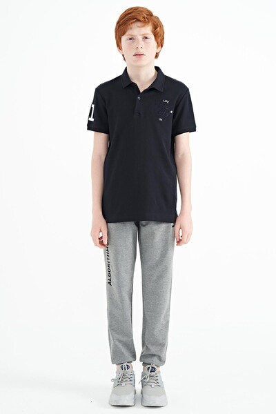 Tommylife Wholesale Polo Neck Standard Fit Boys' T-Shirt 11086 Navy Blue - Thumbnail