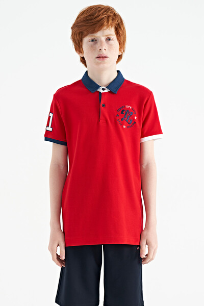 Tommylife Wholesale Polo Neck Standard Fit Boys' T-Shirt 11086 Red - Thumbnail
