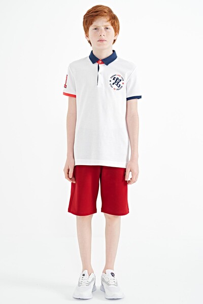 Tommylife Wholesale Polo Neck Standard Fit Boys' T-Shirt 11086 White - Thumbnail