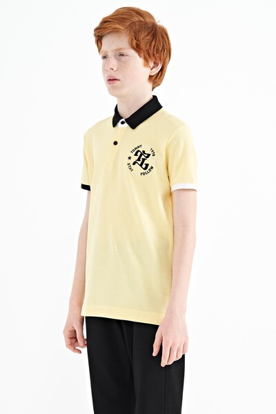 Tommylife Wholesale Polo Neck Standard Fit Boys' T-Shirt 11086 Yellow - Thumbnail