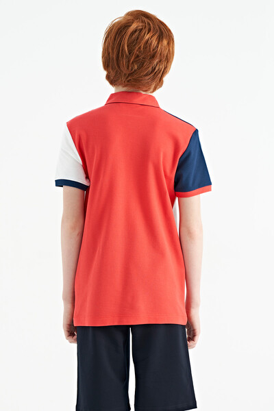 Tommylife Wholesale Polo Neck Standard Fit Boys' T-Shirt 11088 Coral - Thumbnail