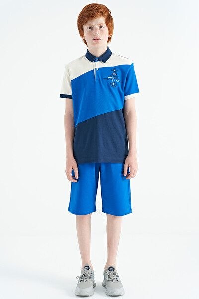 Tommylife Wholesale Polo Neck Standard Fit Boys' T-Shirt 11088 Indigo - Thumbnail