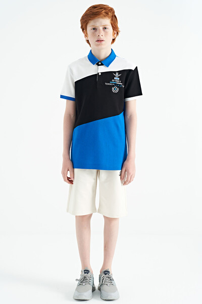 Tommylife Wholesale Polo Neck Standard Fit Boys' T-Shirt 11088 Saxe - Thumbnail