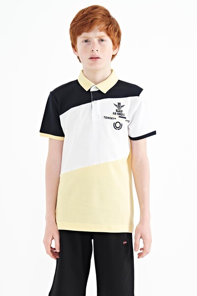 Tommylife Wholesale Polo Neck Standard Fit Boys' T-Shirt 11088 Yellow - Thumbnail